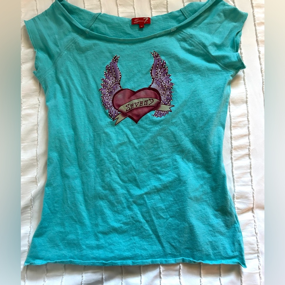 Vintage 2000s Seven7 Turquoise Tee